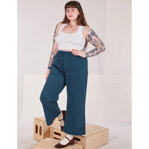 Big Bud Press Action Pants Lagoon Cotton Wide Leg Elastic Waist Mens Womens M - Picture 3 of 9